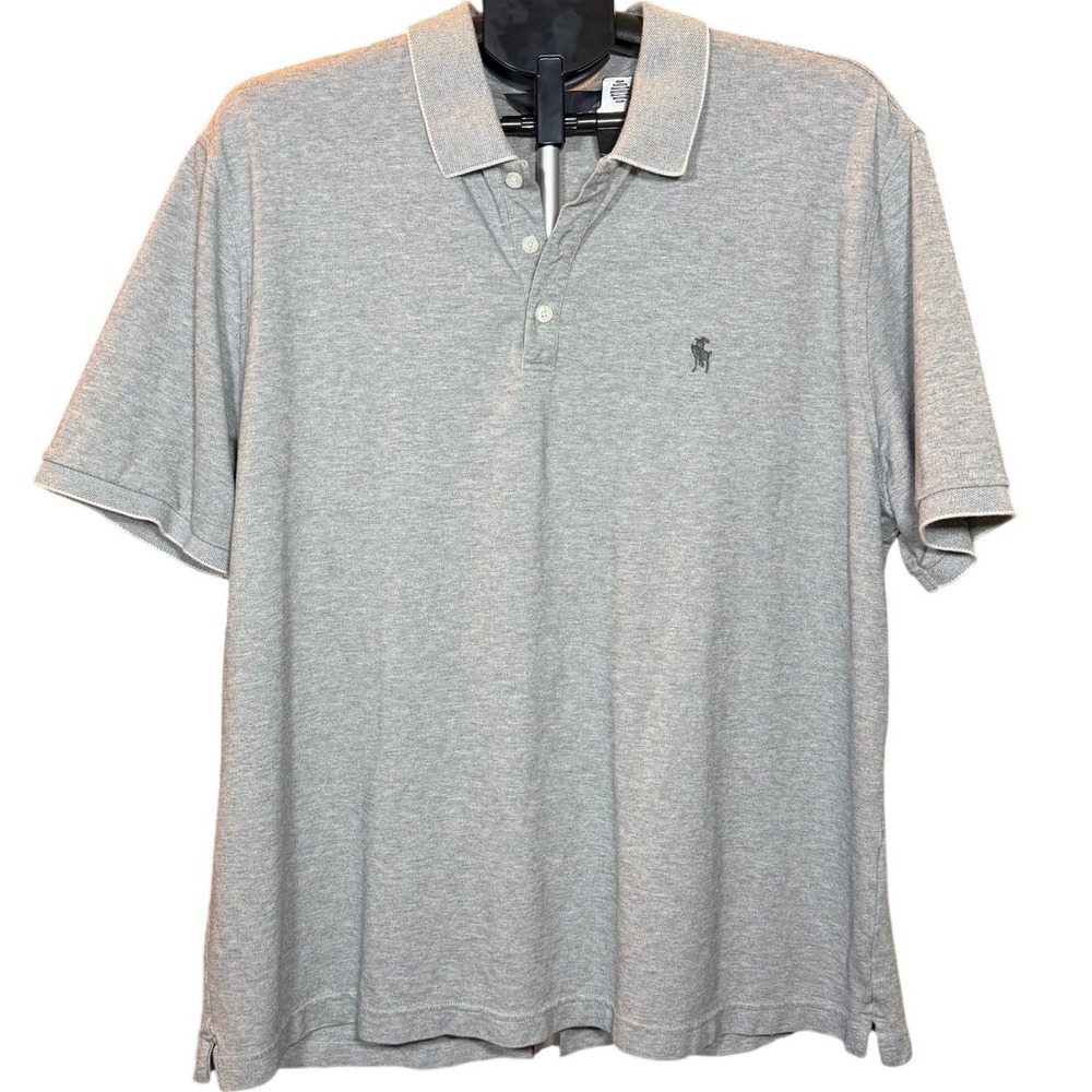 Hart Schaffner Marx Mens XL Gray Pique Polo Shirt Short Sleeve Stretch